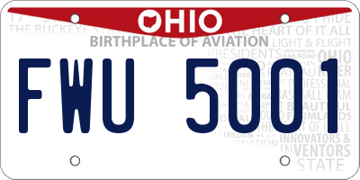 OH license plate FWU5001