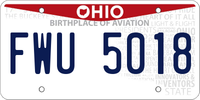 OH license plate FWU5018
