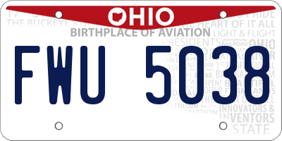 OH license plate FWU5038