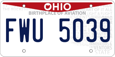OH license plate FWU5039