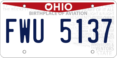 OH license plate FWU5137