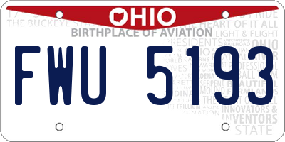 OH license plate FWU5193