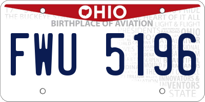 OH license plate FWU5196