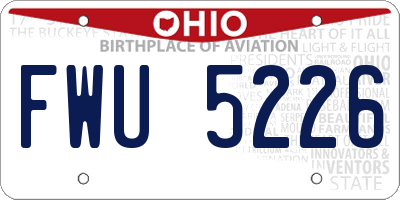 OH license plate FWU5226