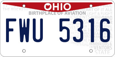 OH license plate FWU5316