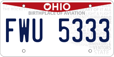 OH license plate FWU5333