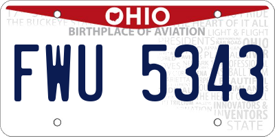 OH license plate FWU5343