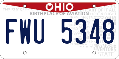 OH license plate FWU5348