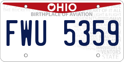 OH license plate FWU5359