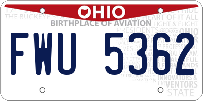 OH license plate FWU5362