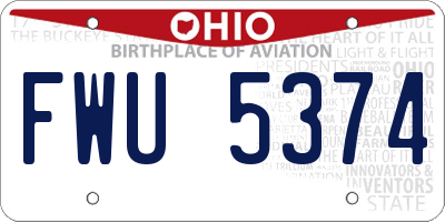 OH license plate FWU5374
