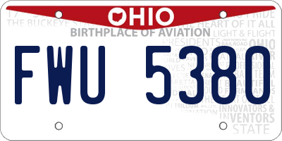 OH license plate FWU5380