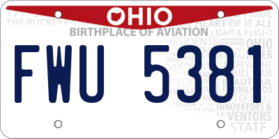 OH license plate FWU5381