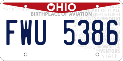 OH license plate FWU5386