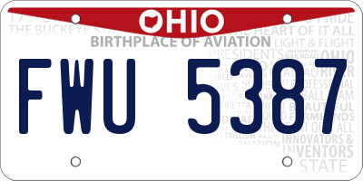 OH license plate FWU5387