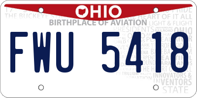 OH license plate FWU5418