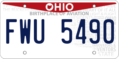 OH license plate FWU5490