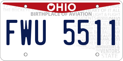 OH license plate FWU5511