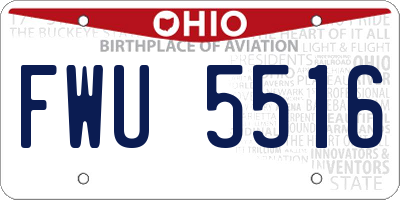 OH license plate FWU5516