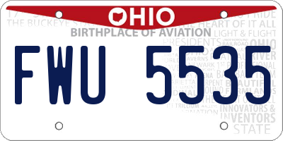 OH license plate FWU5535