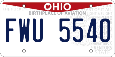 OH license plate FWU5540