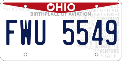 OH license plate FWU5549