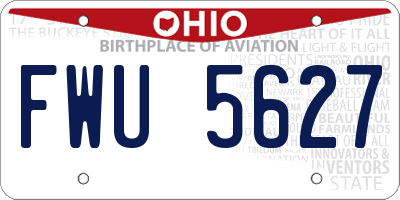 OH license plate FWU5627