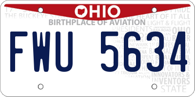 OH license plate FWU5634
