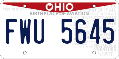 OH license plate FWU5645
