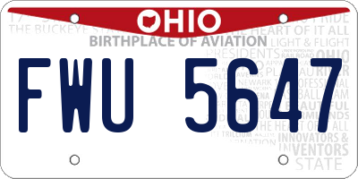 OH license plate FWU5647