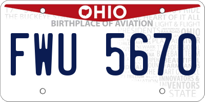 OH license plate FWU5670