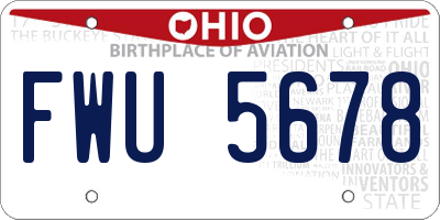 OH license plate FWU5678