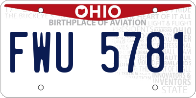 OH license plate FWU5781