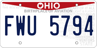 OH license plate FWU5794