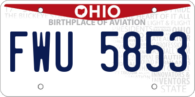 OH license plate FWU5853