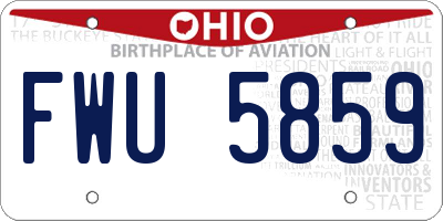 OH license plate FWU5859