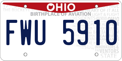 OH license plate FWU5910