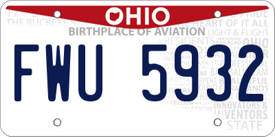 OH license plate FWU5932