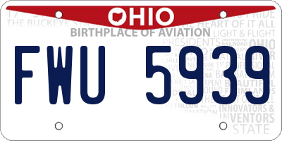 OH license plate FWU5939