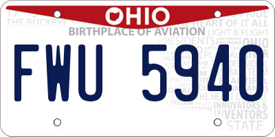 OH license plate FWU5940