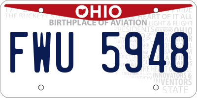 OH license plate FWU5948