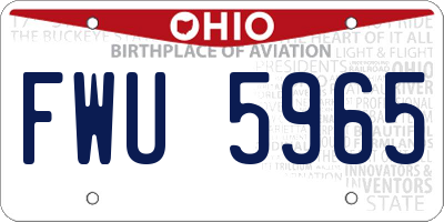OH license plate FWU5965