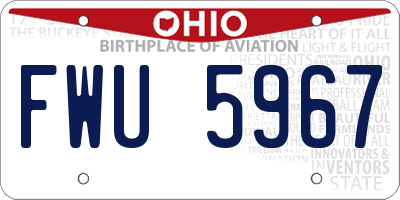 OH license plate FWU5967