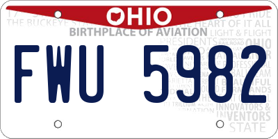 OH license plate FWU5982