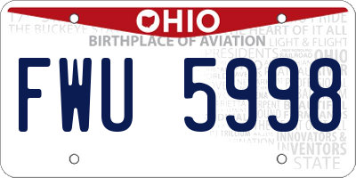 OH license plate FWU5998