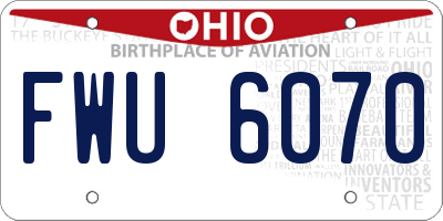 OH license plate FWU6070