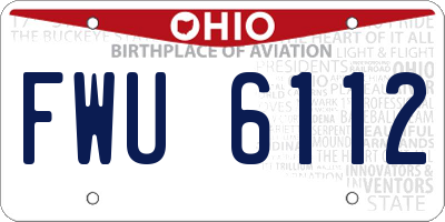 OH license plate FWU6112