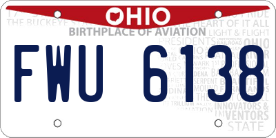 OH license plate FWU6138