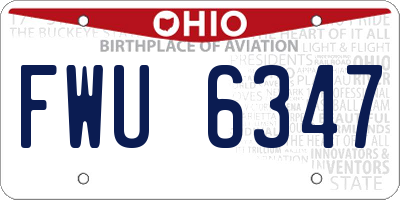 OH license plate FWU6347