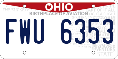 OH license plate FWU6353